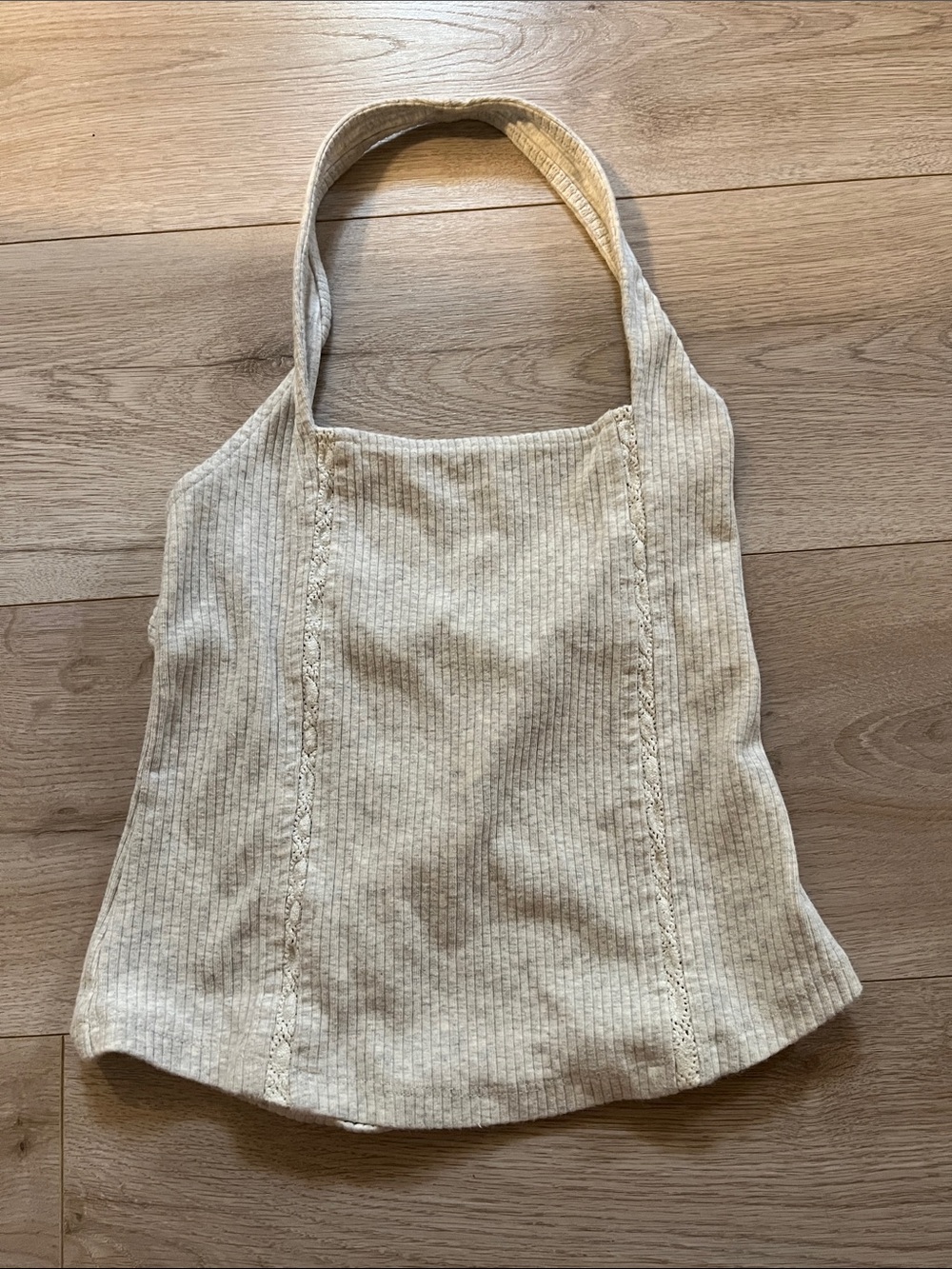 American Eagle Outfitters Cream Ribbed Shoulder Bag